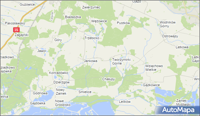 mapa Tworzymirki gmina Milicz, Tworzymirki gmina Milicz na mapie Targeo
