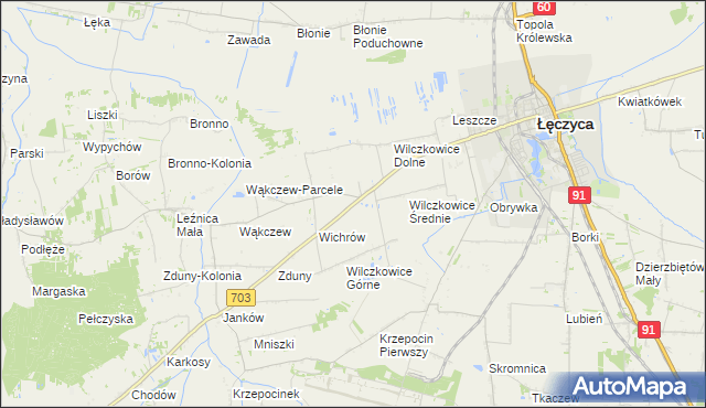 mapa Wilczkowice nad Szosą, Wilczkowice nad Szosą na mapie Targeo