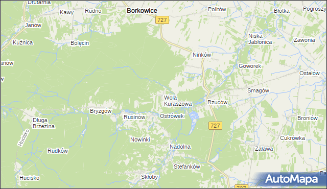 mapa Wola Kuraszowa, Wola Kuraszowa na mapie Targeo