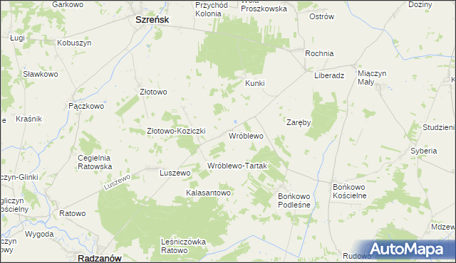 mapa Wróblewo gmina Radzanów, Wróblewo gmina Radzanów na mapie Targeo