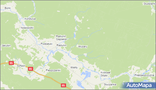 mapa Wyżary, Wyżary na mapie Targeo