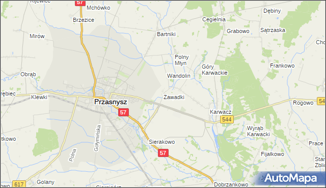 mapa Zawadki gmina Przasnysz, Zawadki gmina Przasnysz na mapie Targeo