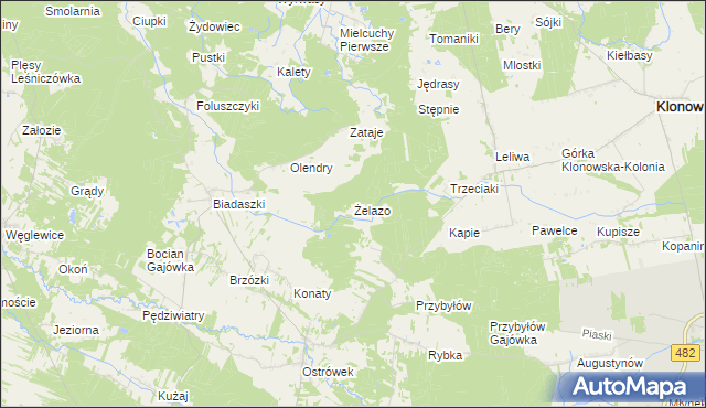 mapa Żelazo gmina Galewice, Żelazo gmina Galewice na mapie Targeo