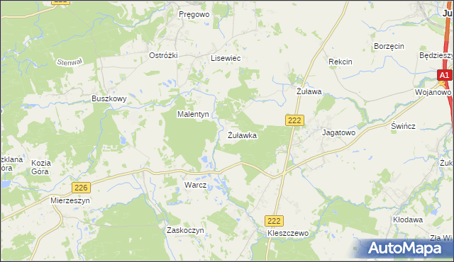 mapa Żuławka gmina Pruszcz Gdański, Żuławka gmina Pruszcz Gdański na mapie Targeo