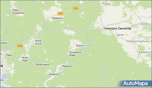 mapa Bukownica gmina Tereszpol, Bukownica gmina Tereszpol na mapie Targeo