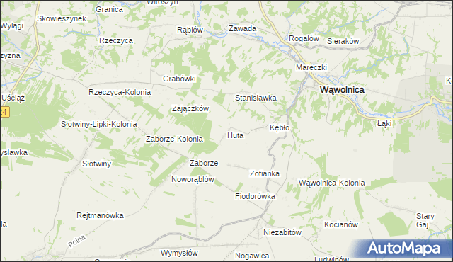 mapa Huta gmina Wąwolnica, Huta gmina Wąwolnica na mapie Targeo