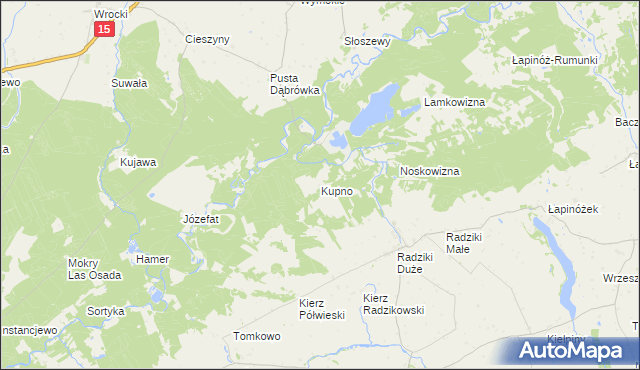 mapa Kupno gmina Wąpielsk, Kupno gmina Wąpielsk na mapie Targeo