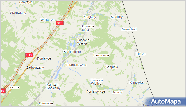 mapa Parczowce, Parczowce na mapie Targeo