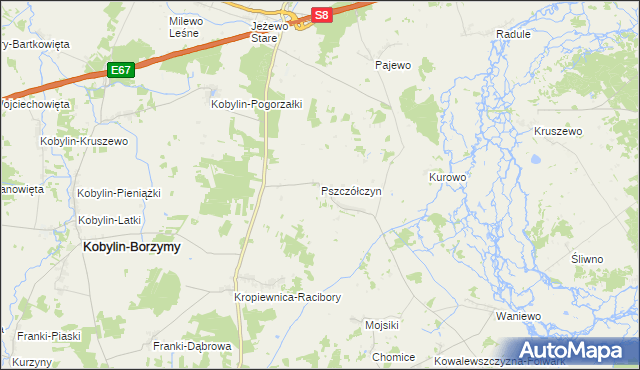 mapa Pszczółczyn gmina Kobylin-Borzymy, Pszczółczyn gmina Kobylin-Borzymy na mapie Targeo