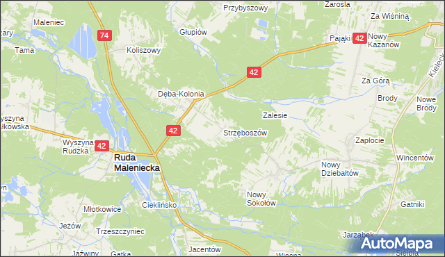 mapa Strzęboszów, Strzęboszów na mapie Targeo