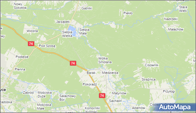 mapa Wólka Smolana gmina Smyków, Wólka Smolana gmina Smyków na mapie Targeo