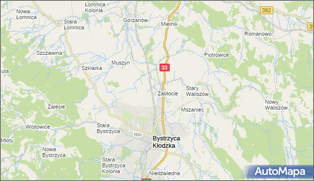 mapa Zabłocie gmina Bystrzyca Kłodzka, Zabłocie gmina Bystrzyca Kłodzka na mapie Targeo