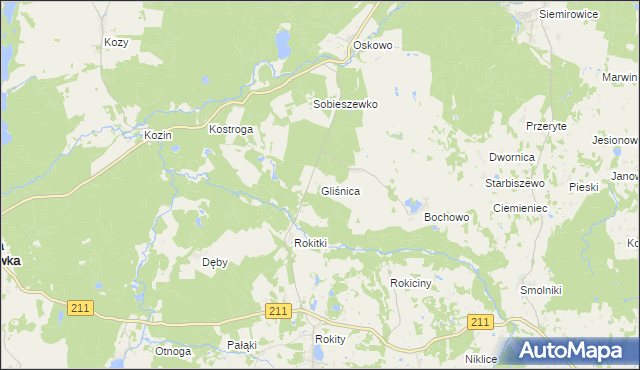 mapa Gliśnica gmina Czarna Dąbrówka, Gliśnica gmina Czarna Dąbrówka na mapie Targeo