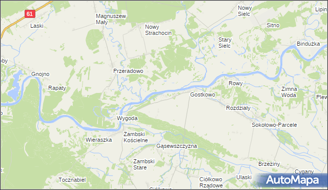 mapa Kalinowo gmina Obryte, Kalinowo gmina Obryte na mapie Targeo