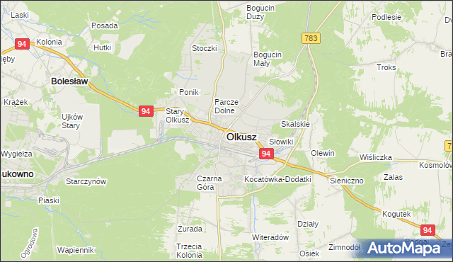 mapa Olkusz, Olkusz na mapie Targeo