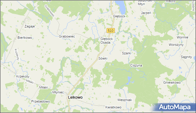 mapa Sówki, Sówki na mapie Targeo