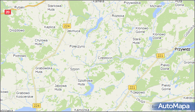 mapa Częstocin, Częstocin na mapie Targeo