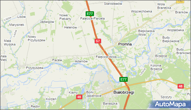 mapa Falęcice-Wola, Falęcice-Wola na mapie Targeo