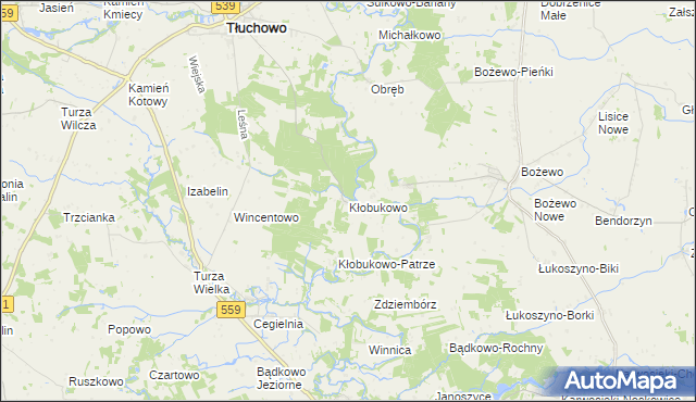 mapa Kłobukowo, Kłobukowo na mapie Targeo