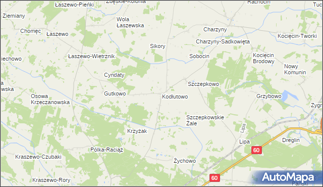 mapa Kodłutowo, Kodłutowo na mapie Targeo