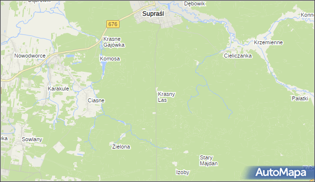 mapa Krasny Las, Krasny Las na mapie Targeo