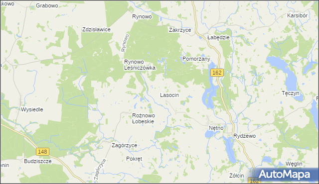 mapa Lasocin gmina Drawsko Pomorskie, Lasocin gmina Drawsko Pomorskie na mapie Targeo