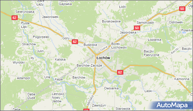 mapa Łochów powiat węgrowski, Łochów powiat węgrowski na mapie Targeo