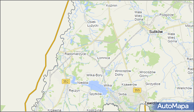 mapa Łomnica gmina Zgorzelec, Łomnica gmina Zgorzelec na mapie Targeo