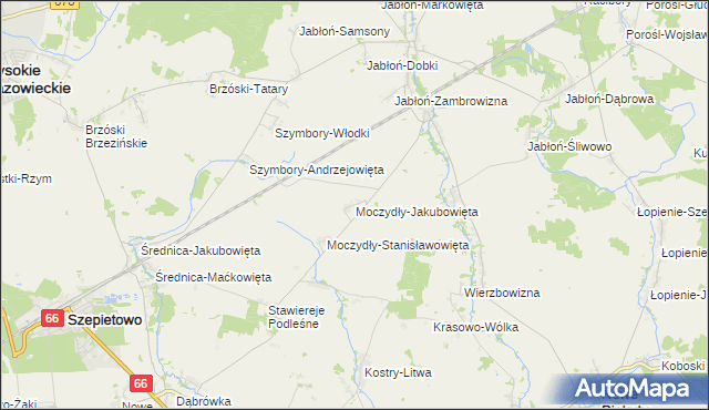 mapa Moczydły-Jakubowięta, Moczydły-Jakubowięta na mapie Targeo