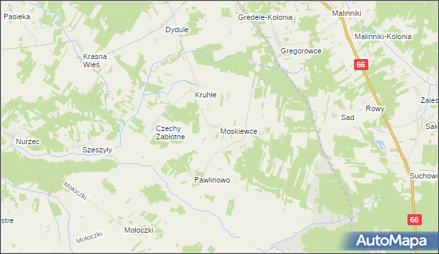 mapa Moskiewce, Moskiewce na mapie Targeo