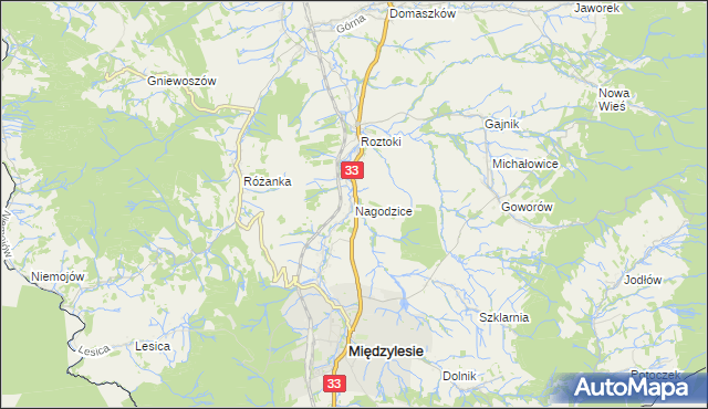 mapa Nagodzice, Nagodzice na mapie Targeo