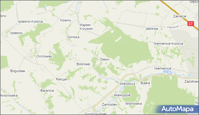 mapa Olesin gmina Gorzków, Olesin gmina Gorzków na mapie Targeo