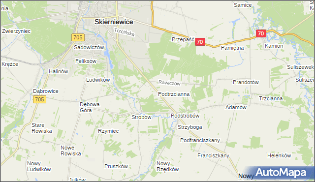 mapa Podtrzcianna, Podtrzcianna na mapie Targeo