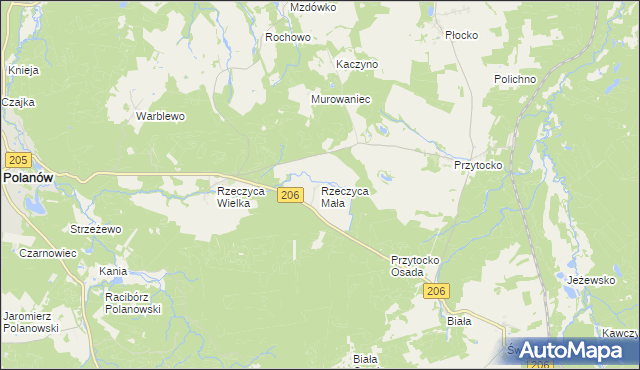 mapa Rzeczyca Mała, Rzeczyca Mała na mapie Targeo