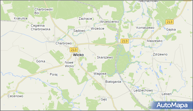 mapa Skarszewo gmina Wicko, Skarszewo gmina Wicko na mapie Targeo