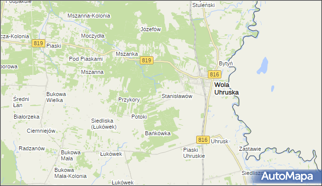 mapa Stanisławów gmina Wola Uhruska, Stanisławów gmina Wola Uhruska na mapie Targeo