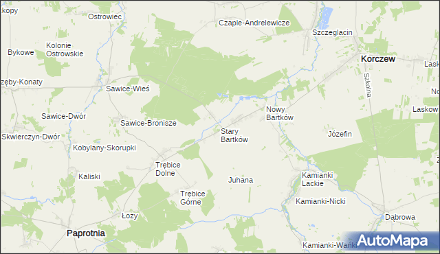 mapa Stary Bartków, Stary Bartków na mapie Targeo