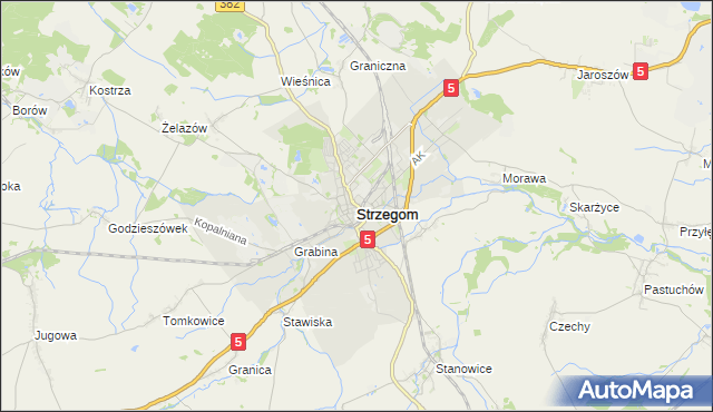 mapa Strzegom powiat świdnicki, Strzegom powiat świdnicki na mapie Targeo