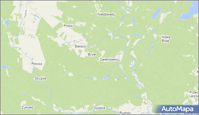 mapa Świerkówko gmina Koczała, Świerkówko gmina Koczała na mapie Targeo