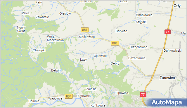 mapa Ujkowice, Ujkowice na mapie Targeo