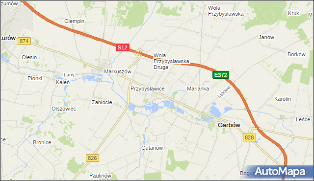 mapa Zagrody gmina Garbów, Zagrody gmina Garbów na mapie Targeo