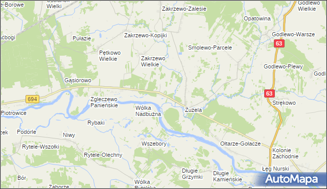 mapa Zakrzewo-Słomy, Zakrzewo-Słomy na mapie Targeo