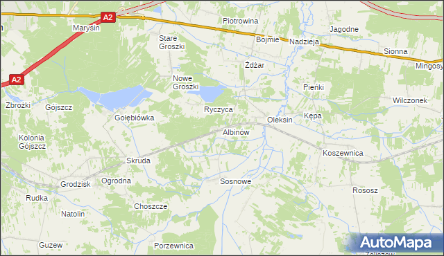 mapa Albinów gmina Kotuń, Albinów gmina Kotuń na mapie Targeo