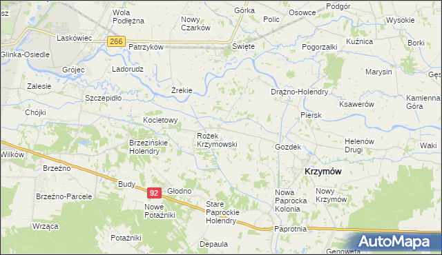 mapa Borowo gmina Krzymów, Borowo gmina Krzymów na mapie Targeo