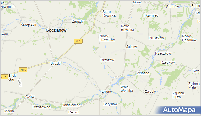 mapa Brzozów gmina Skierniewice, Brzozów gmina Skierniewice na mapie Targeo