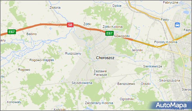 mapa Choroszcz, Choroszcz na mapie Targeo