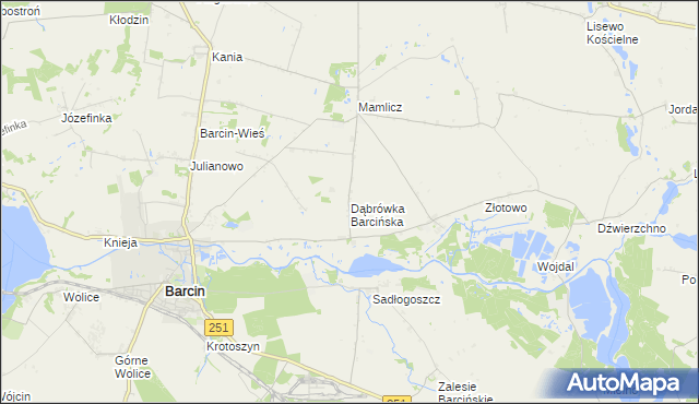 mapa Dąbrówka Barcińska, Dąbrówka Barcińska na mapie Targeo