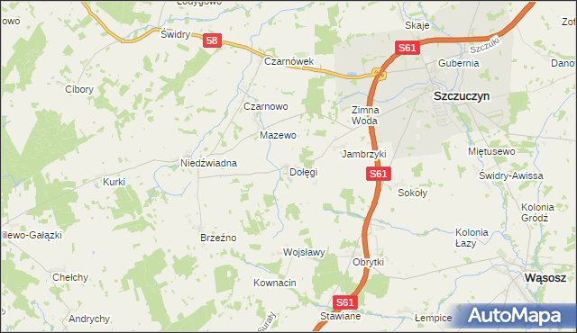 mapa Dołęgi, Dołęgi na mapie Targeo