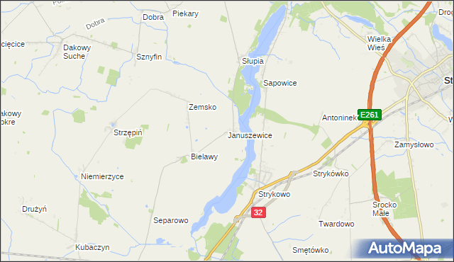 mapa Januszewice gmina Granowo, Januszewice gmina Granowo na mapie Targeo