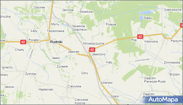 mapa Jaworzno gmina Rudniki, Jaworzno gmina Rudniki na mapie Targeo